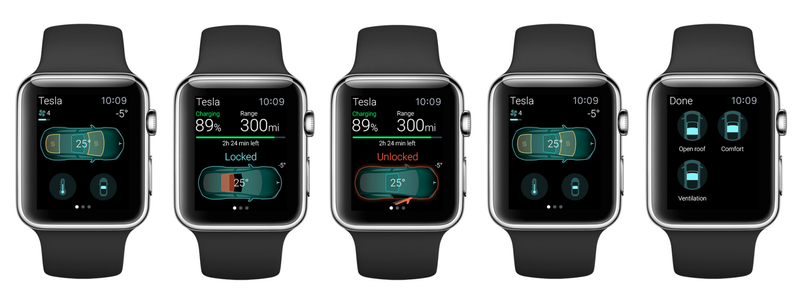 Illustration for article titled Here's How A Tesla App Would Work On The Apple Watch
